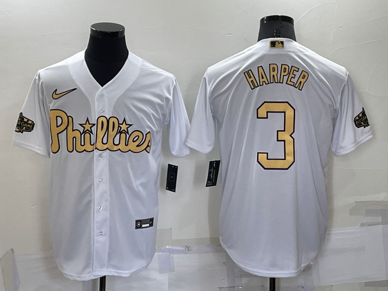 Men's Philadelphia Phillies Bryce Harper #3 White Jersey